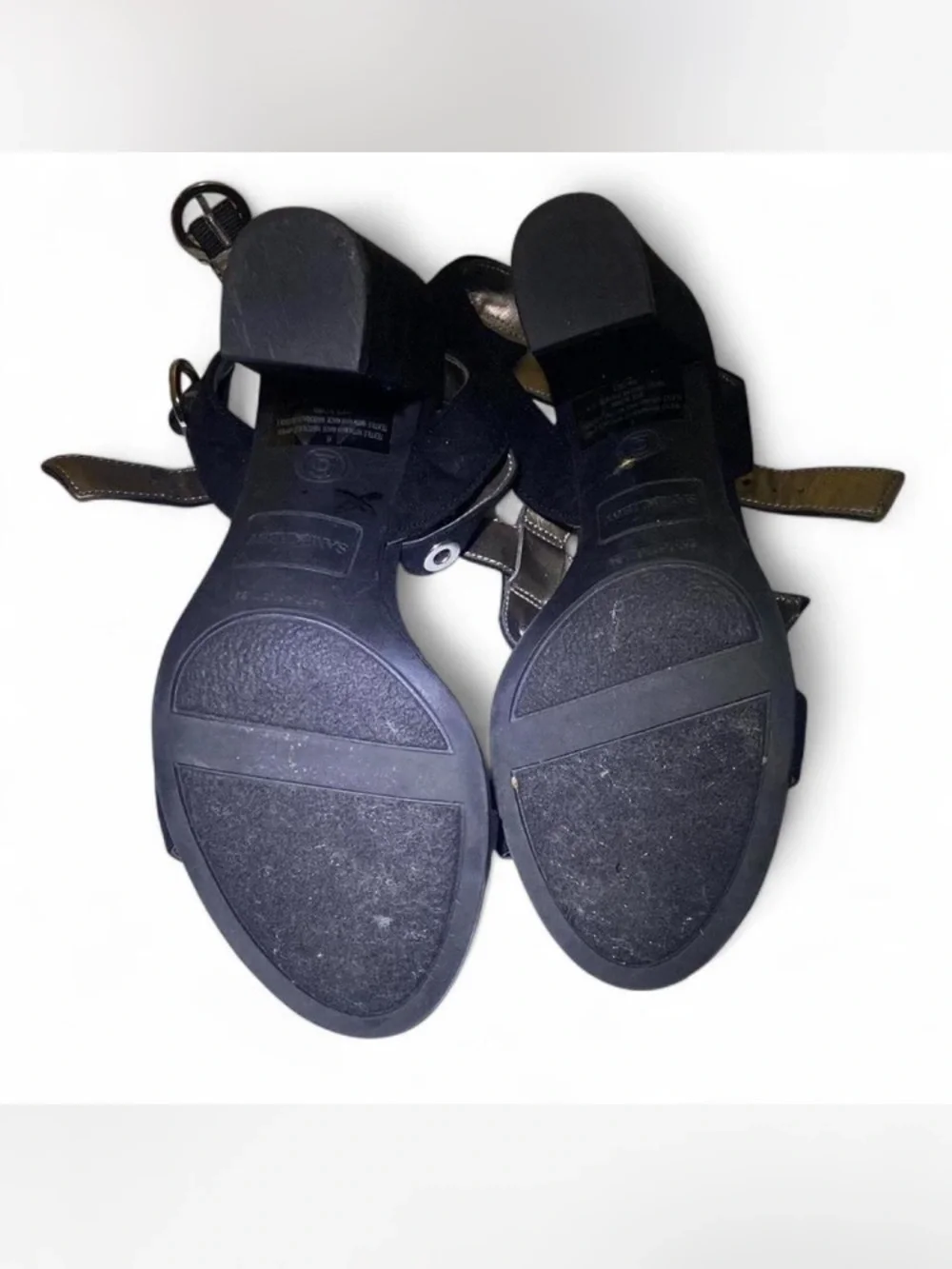 Women's Black Grommet Strap Heeled Sandals